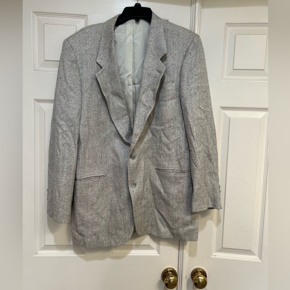 Oscar De La Renta Men’s Gray Multicolored Striped Tweed Blazer Size 42L